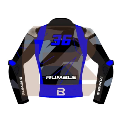 Blue & Black Leather Racing Jacket – Rumble Edition 9325 Back Image