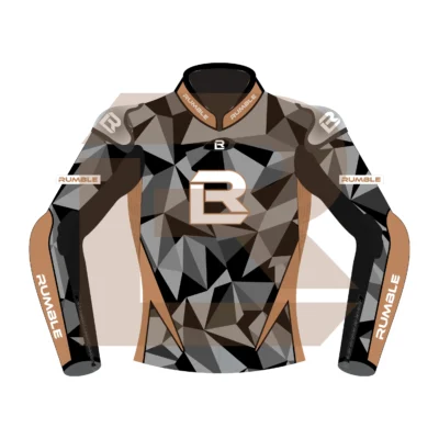 Brown & Black Leather Motorbike Jacket – Rumble Edition 7482 Front Image