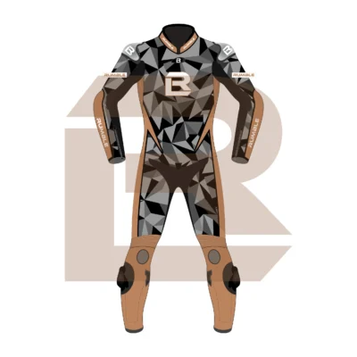 Brown & Black Leather Motorbike Suit – Rumble Edition 7482 Front Image