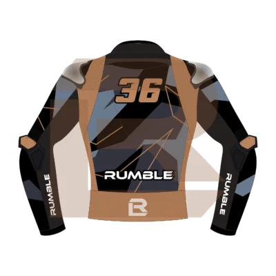 Brown & Black Leather Racing Jacket – Rumble Edition 9325 Back Image