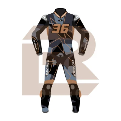Brown & Black Leather Racing Suit – Rumble Edition 9325 Front Image