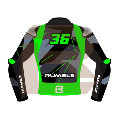 Green & Black Leather Racing Jacket – Rumble Edition 9325 Back Image