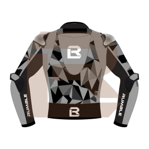 Grey & Black Leather Motorbike Jacket – Rumble Edition 7482 Back Image