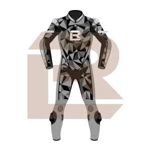 Grey & Black Leather Motorbike Suit – Rumble Edition 7482 Front Image