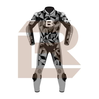 Grey & Black Leather Motorbike Suit – Rumble Edition 7482 Front Image