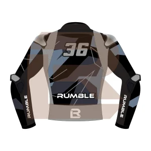 Grey & Black Leather Racing Jacket – Rumble Edition 9325 Back Image