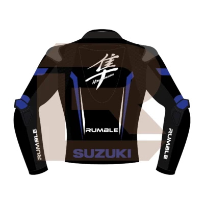 Hayabusa Blue Motorcycle Racing Jacket Back Image