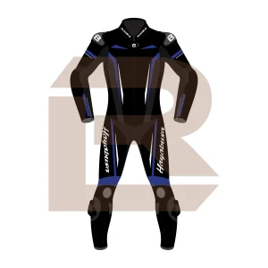 Hayabusa Blue Motorcycle Racing Suit Front Image