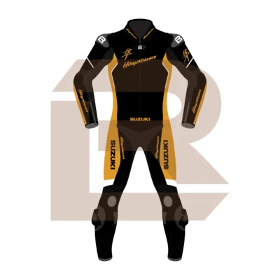 Hayabusa Orange Leather Riding Suit Front Image