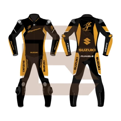 Hayabusa Orange Leather Riding Suit Main Image