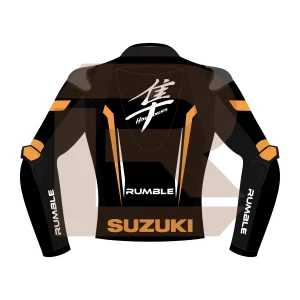 Hayabusa Orange Motorcycle Racing Jacket Back Image