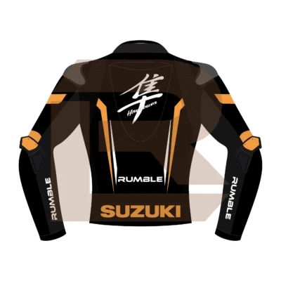 Hayabusa Orange Motorcycle Racing Jacket Back Image