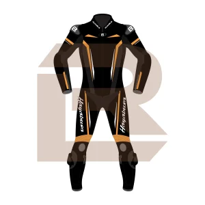 Hayabusa Orange Motorcycle Racing Suit Front Image
