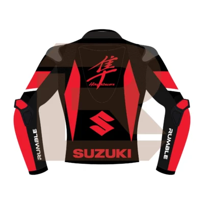 Hayabusa Red Leather Riding Jacket Back Image