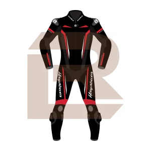 Hayabusa Red Motorcycle Racing Suit Front Image