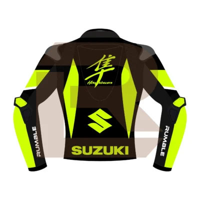 Hayabusa Yellow Leather Riding Jacket Back Image