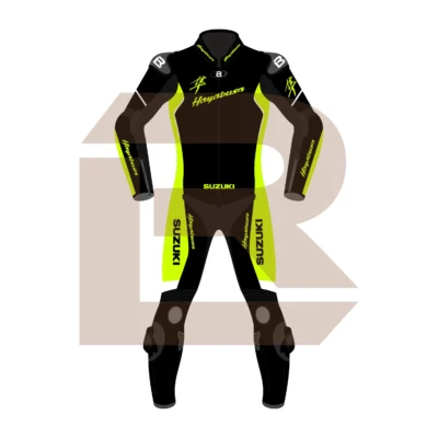 Hayabusa Yellow Leather Riding Suit Front Image