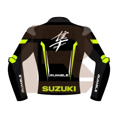 Hayabusa Yellow Motorcycle Racing Jacket Back Image