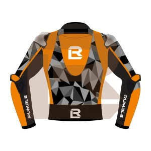 Orange & Black Leather Motorbike Jacket – Rumble Edition 7482 Back Image