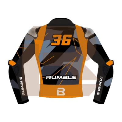 Orange & Black Leather Racing Jacket – Rumble Edition 9325 Back Image