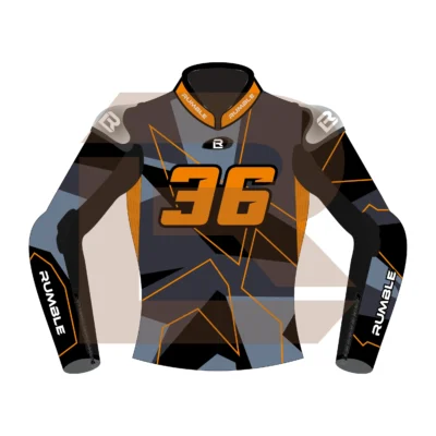 Orange & Black Leather Racing Jacket – Rumble Edition 9325 Front Image