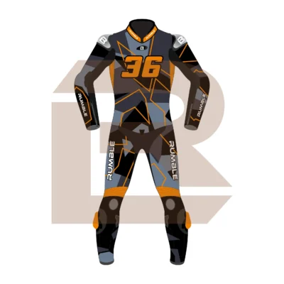 Orange & Black Leather Racing Suit – Rumble Edition 9325 Front Image