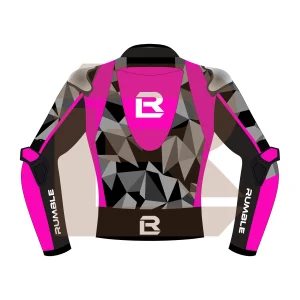 Pink & Black Leather Motorbike Jacket – Rumble Edition 7482 Back Image