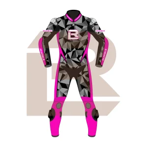 Pink & Black Leather Motorbike Suit – Rumble Edition 7482 Front Image