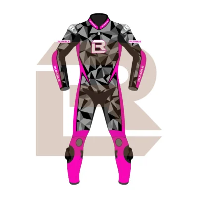 Pink & Black Leather Motorbike Suit – Rumble Edition 7482 Front Image