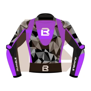 Purple & Black Leather Motorbike Jacket – Rumble Edition 7482 Back Image