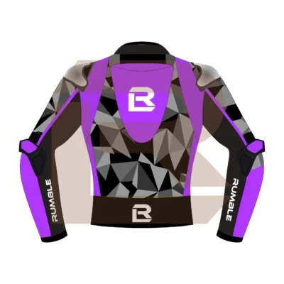 Purple & Black Leather Motorbike Jacket – Rumble Edition 7482 Back Image
