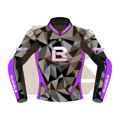 Purple & Black Leather Motorbike Jacket – Rumble Edition 7482 Front Image