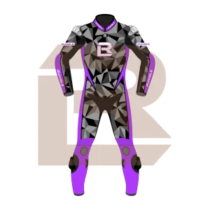 Purple & Black Leather Motorbike Suit – Rumble Edition 7482 Front Image