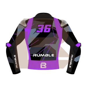Purple & Black Leather Racing Jacket – Rumble Edition 9325 Back Image