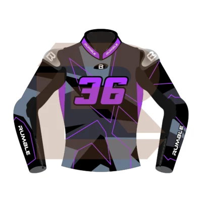 Purple & Black Leather Racing Jacket – Rumble Edition 9325 Front Image