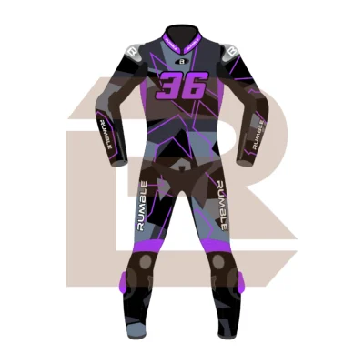 Purple & Black Leather Racing Suit – Rumble Edition 9325 Front Image