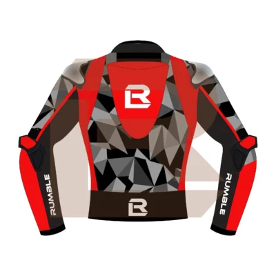 Red & Black Leather Motorbike Jacket – Rumble Edition 7482 Back Image