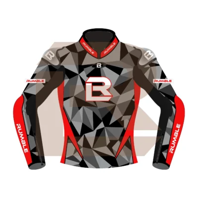 Red & Black Leather Motorbike Jacket – Rumble Edition 7482 Front Image