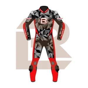 Red & Black Leather Motorbike Suit – Rumble Edition 7482 Front Image