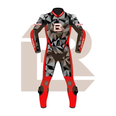 Red & Black Leather Motorbike Suit – Rumble Edition 7482 Front Image
