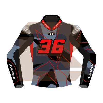 Red & Black Leather Racing Jacket – Rumble Edition 9325 Front Image