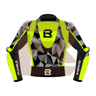 Yellow & Black Leather Motorbike Jacket – Rumble Edition 7482 Back Image