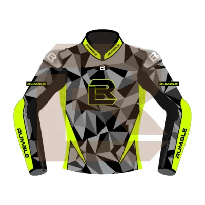 Yellow & Black Leather Motorbike Jacket – Rumble Edition 7482 Front Image