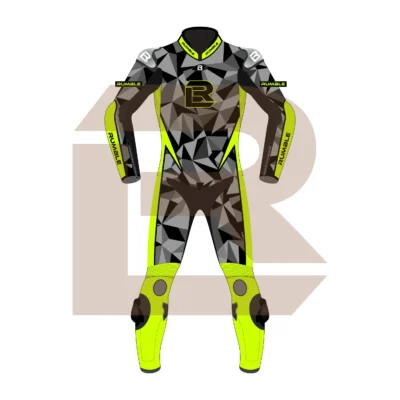 Yellow & Black Leather Motorbike Suit – Rumble Edition 7482 Front Image