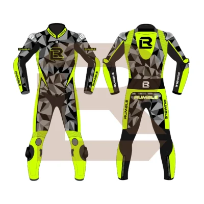 Yellow & Black Leather Motorbike Suit – Rumble Edition 7482 Main Image