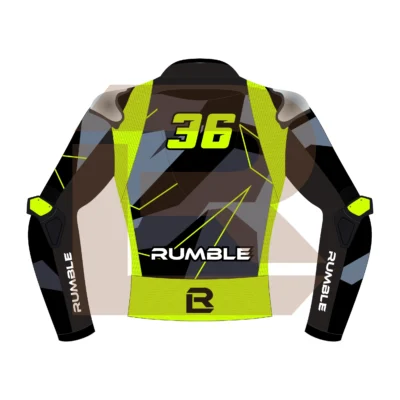 Yellow & Black Leather Racing Jacket – Rumble Edition 9325 Back Image