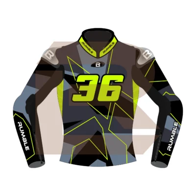 Yellow & Black Leather Racing Jacket – Rumble Edition 9325 Front Image