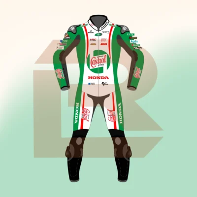 Johann Zarco Castrol Honda LCR MotoGP 75 British 2024 Suit Front Image