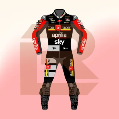 Maverick Viñales Aprilia Racing MotoGP 75 British 2024 Suit Front Image